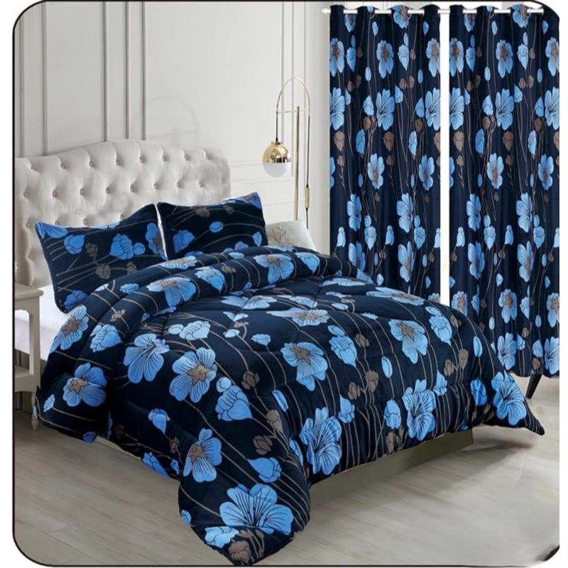GENERICO - COBERTORES PLUSH INVIERNO CON CORTINAS 5 PIEZAS BELLOS DISEÑOS