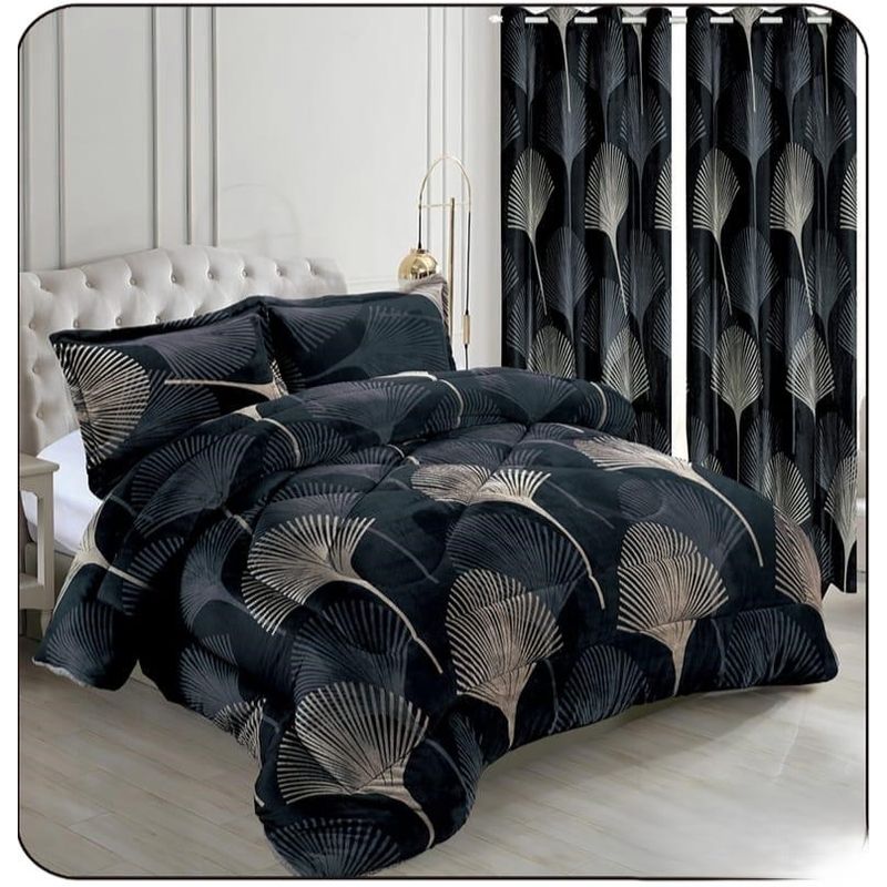 GENERICO - COBERTORES PLUSH INVIERNO CON CORTINAS 5 PIEZAS BELLOS DISEÑOS