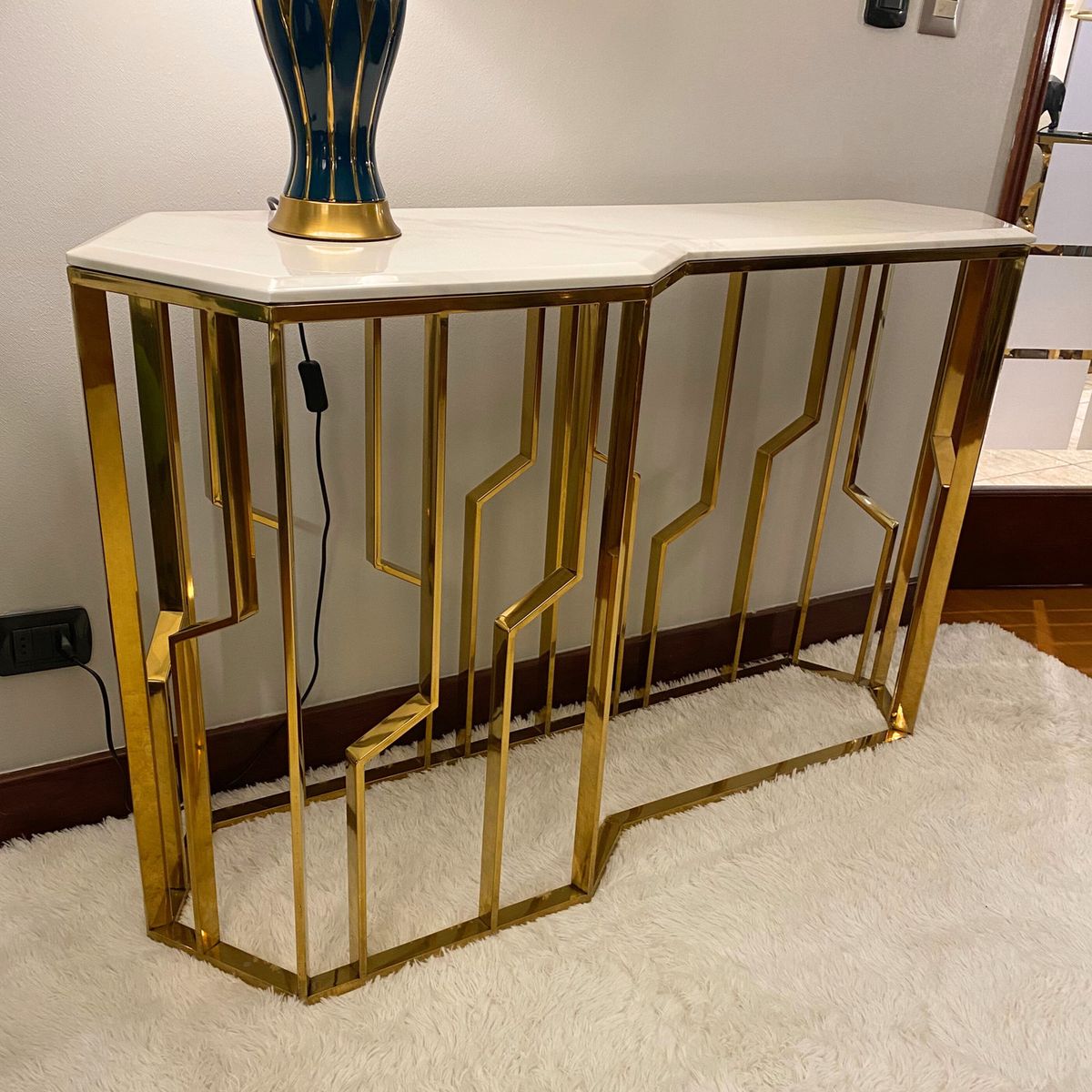 GENERICO - Mesa de Arrimo Atenea Dorado Blanco Estambul Design.