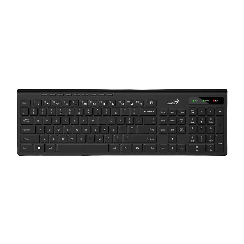 GENIUS - Genius Teclado Multimedia Inalámbrico SlimStar 7230 Ergonómico Español - Negro
