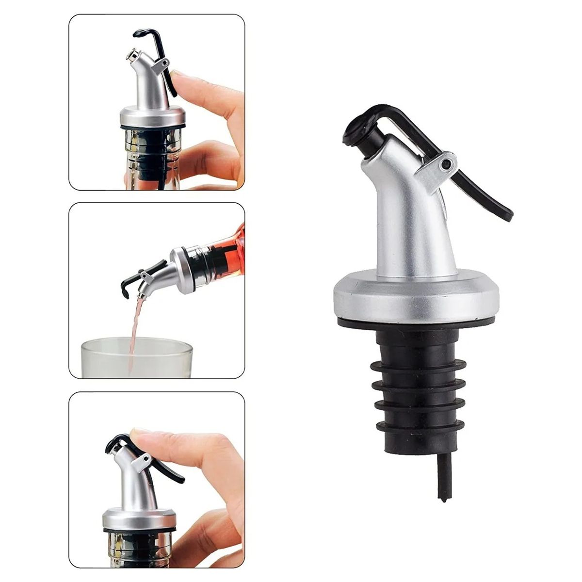 BELKRA - Tapon Dispensador Aceite Vertedor Vino Botella Set X3
