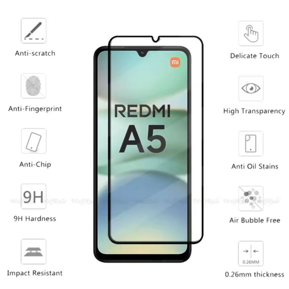 GENERICO - Lamina Mica Vidrio Templado Completa Para Redmi A5