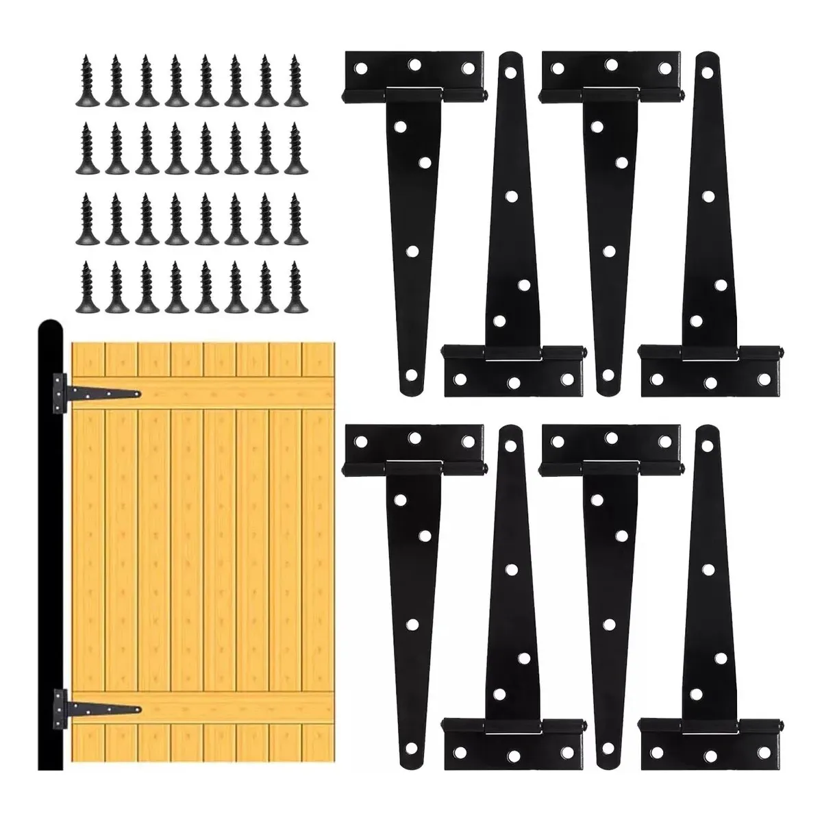 GENERICO - 10pcs Bisagras Alcayata Para Portón En T 8 Pulgadas Antióxid.