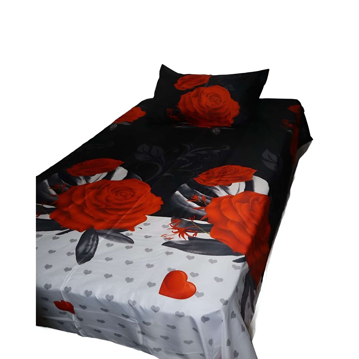 GENERICO - JUEGO DE SABANA PLAZA Y MEDIA FLORES