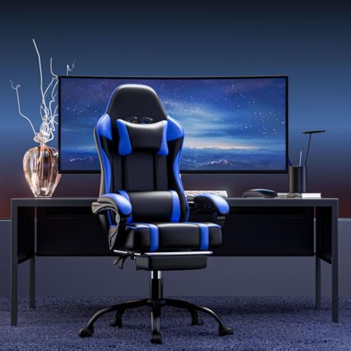 GENERICO - Silla Gamer Ergonómica Ajustable Falatale- Colores Azul.