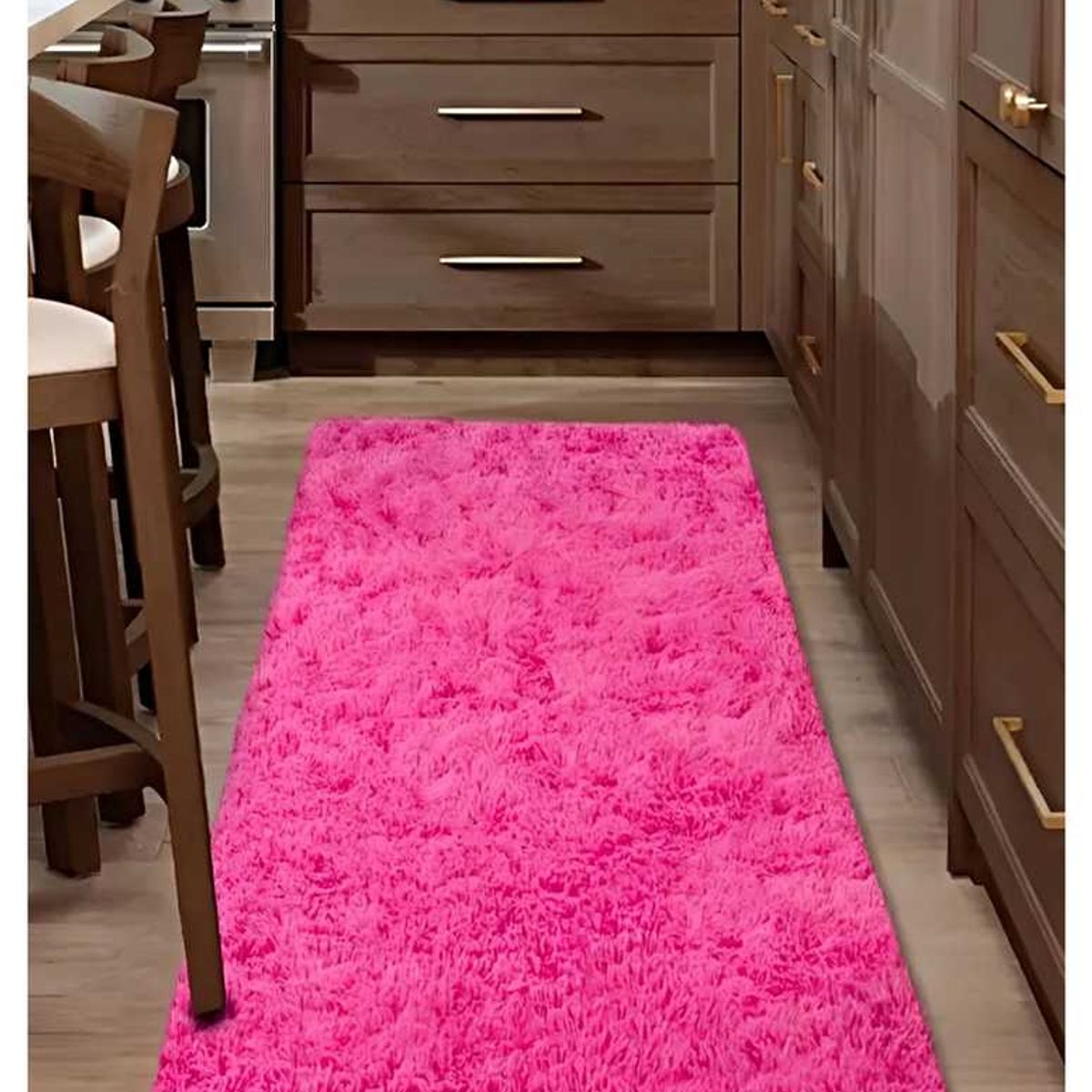 GENERICO - Pasillera alfombra peluda liviana 70x150 ultra suave FUCSIA