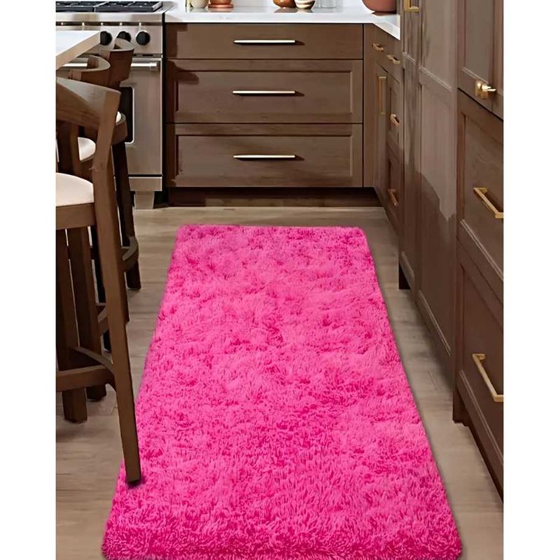 GENERICO - Juego por 2 Alfombra pasillera peluda liviana 70x150 ultra suave FUCSIA