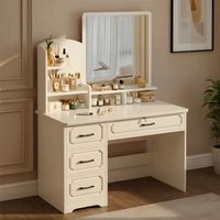 Peinadora Tocador Velador Con Espejo Mesa De Noche Blanco