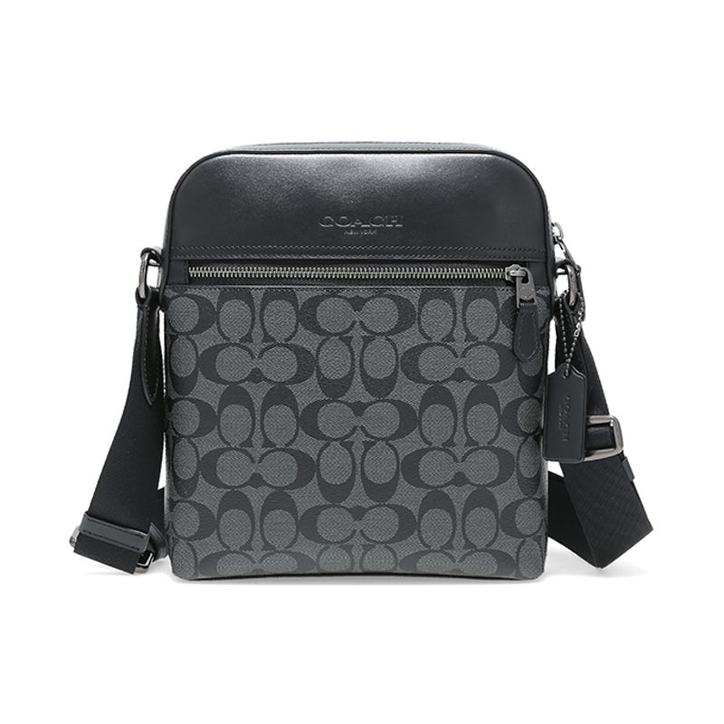 COACH - COACH Houston Flight Bag In Signature Canvas Charcoal Black 4010