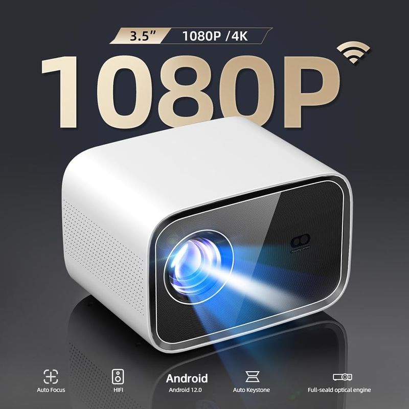 CASTLEN - Proyector T200 300 ANSI 1080P USB HDMI WIFI