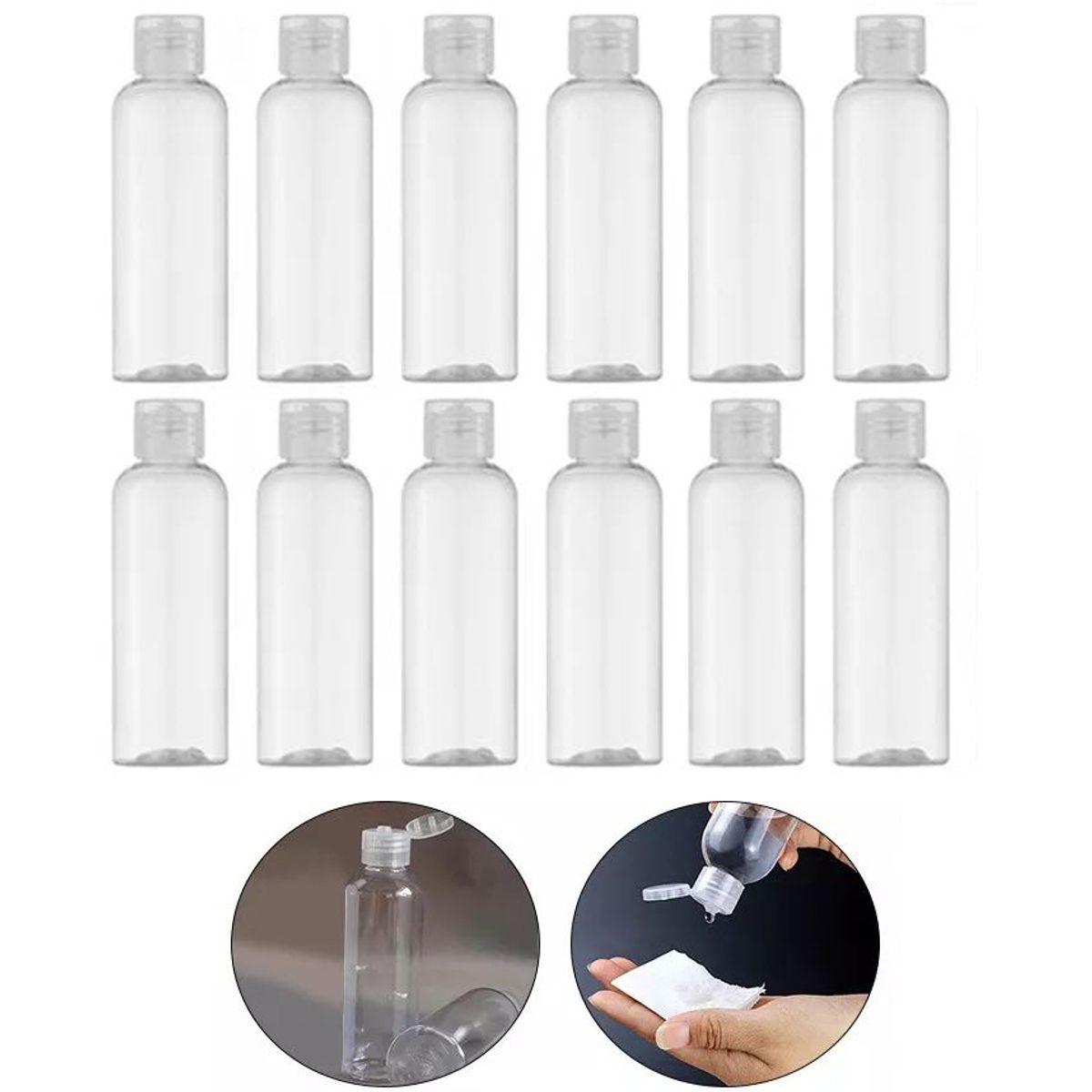 KUANGYE - Set 12 Botella De Viaje Dispensadora 100 Ml Transparente