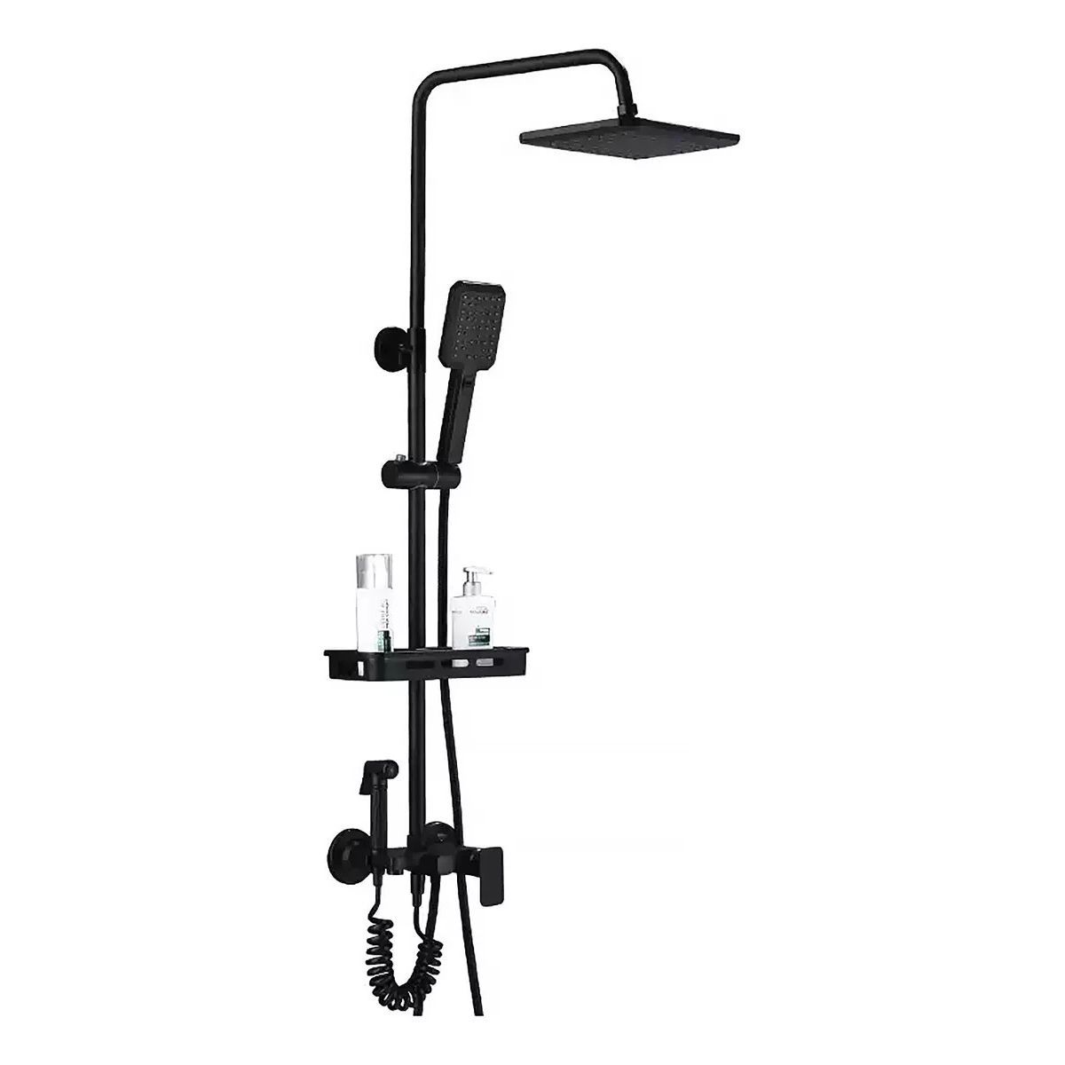 KUANGYE - Moderna Columna De Ducha Negro Mate 4 Funciones