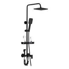 KUANGYE - Moderna Columna De Ducha Negro Mate 4 Funciones