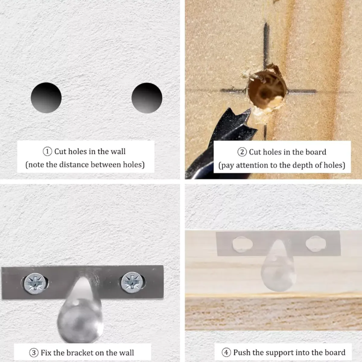 KUANGYE - Soporte Oculto Repisa Flotante 12,5cm 4 Piezas Inox