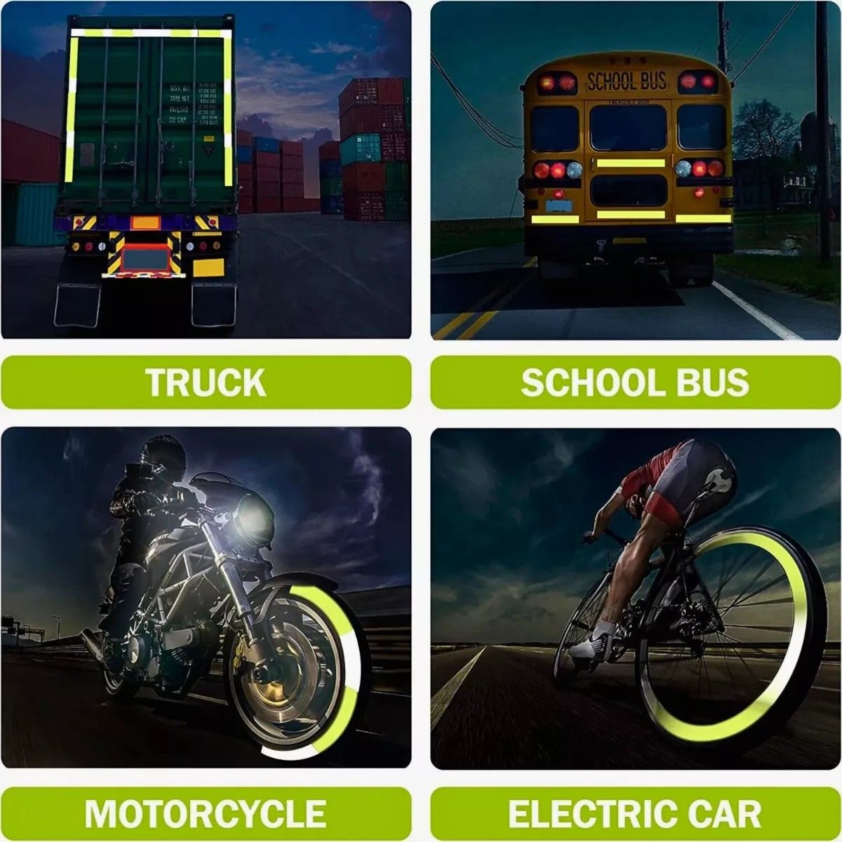 KUANGYE - Cinta Huincha Retrorreflectiva Reflectante Verde Fluor 45m