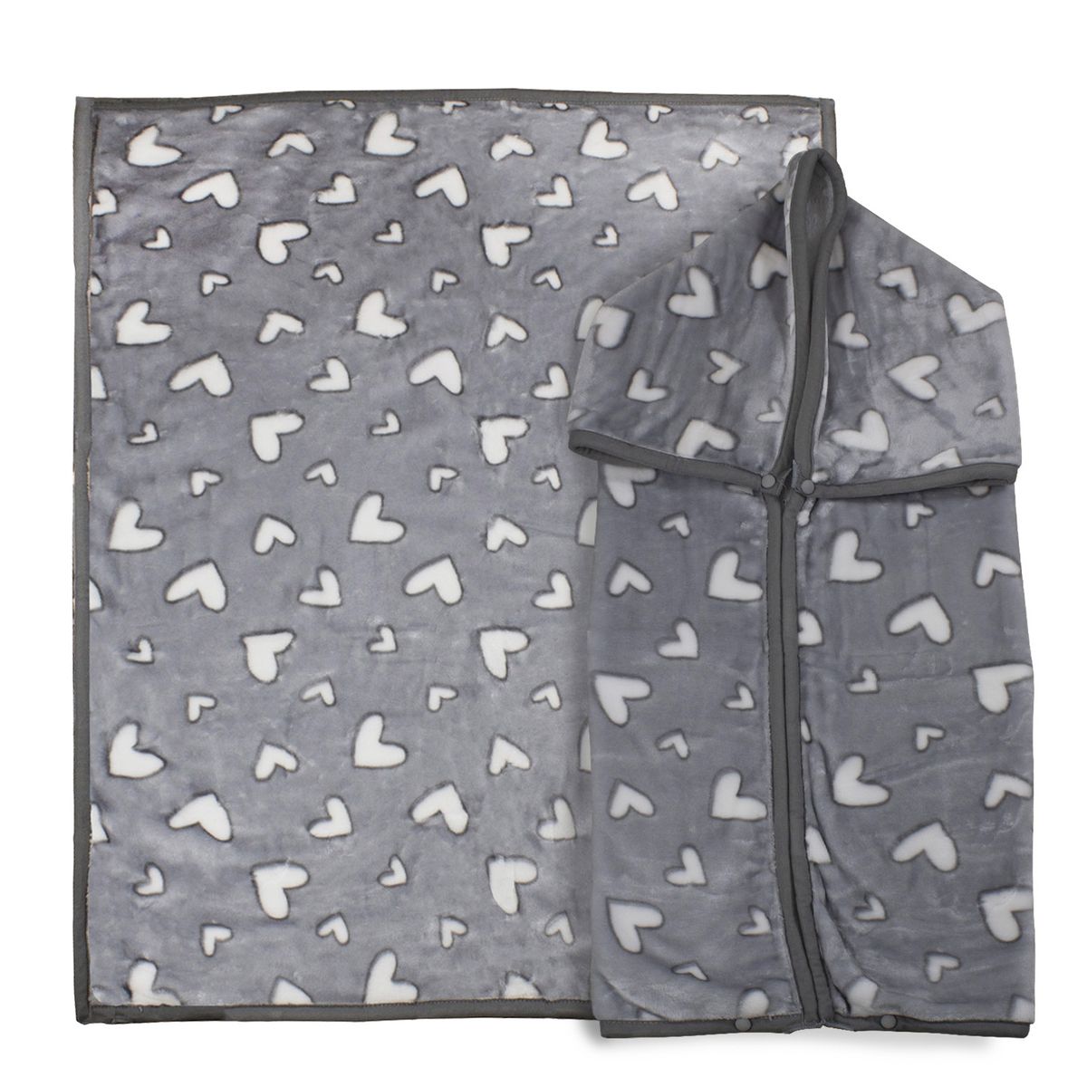 BEBESIT - Saco con Broche Ultra Soft Corazones 80x110cm Gris Bebesit