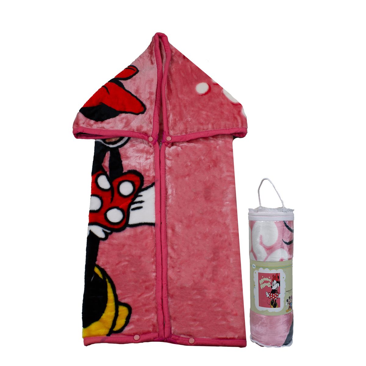 DISNEY - Saco con Broche Ultra Soft Minnie Mouse 80x110cm Rosado