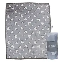 BEBESIT - Frazada Ultra Soft Corazones 110x140cm Gris
