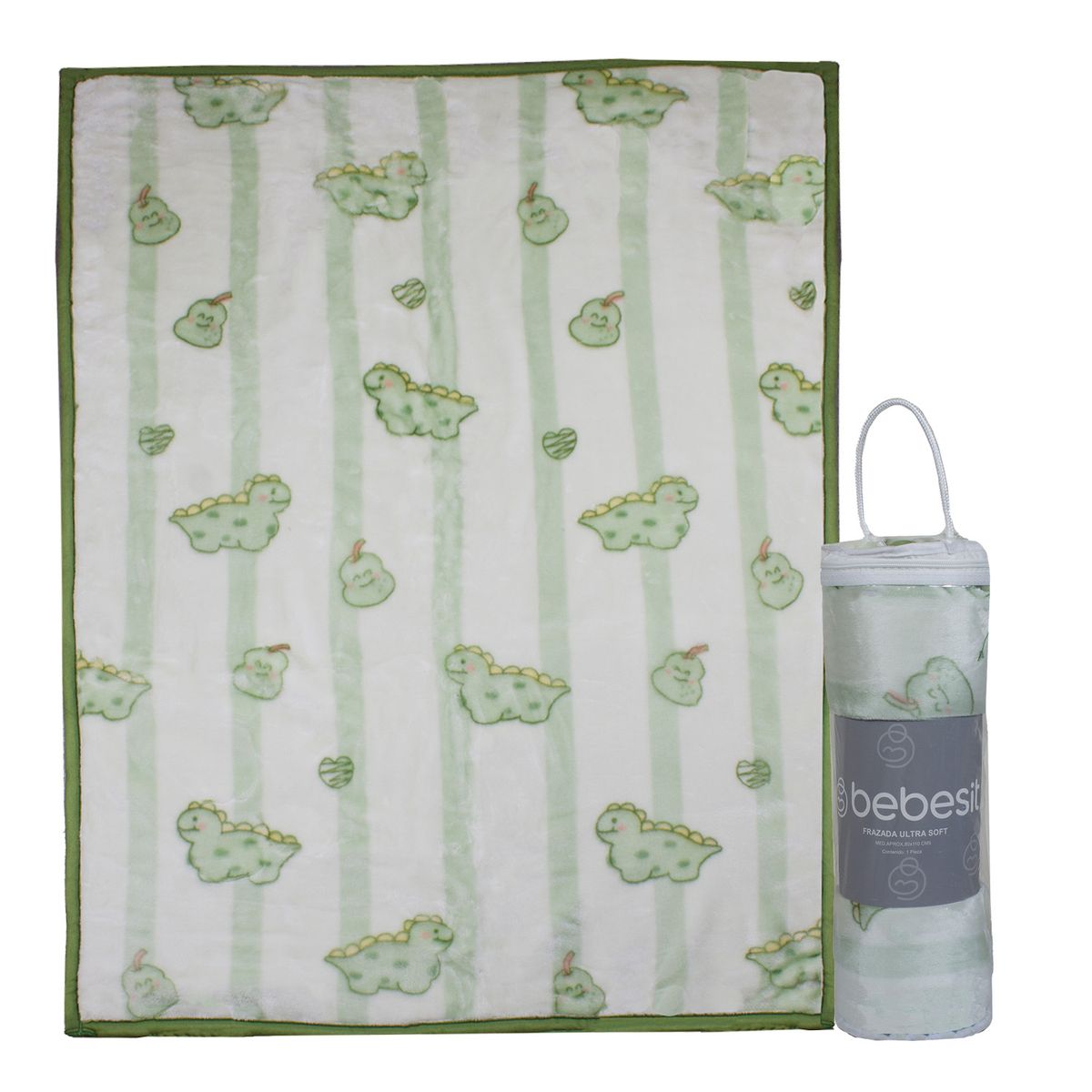 BEBESIT - Frazada Ultra Soft Dino 80x110cm Verde Bebesit