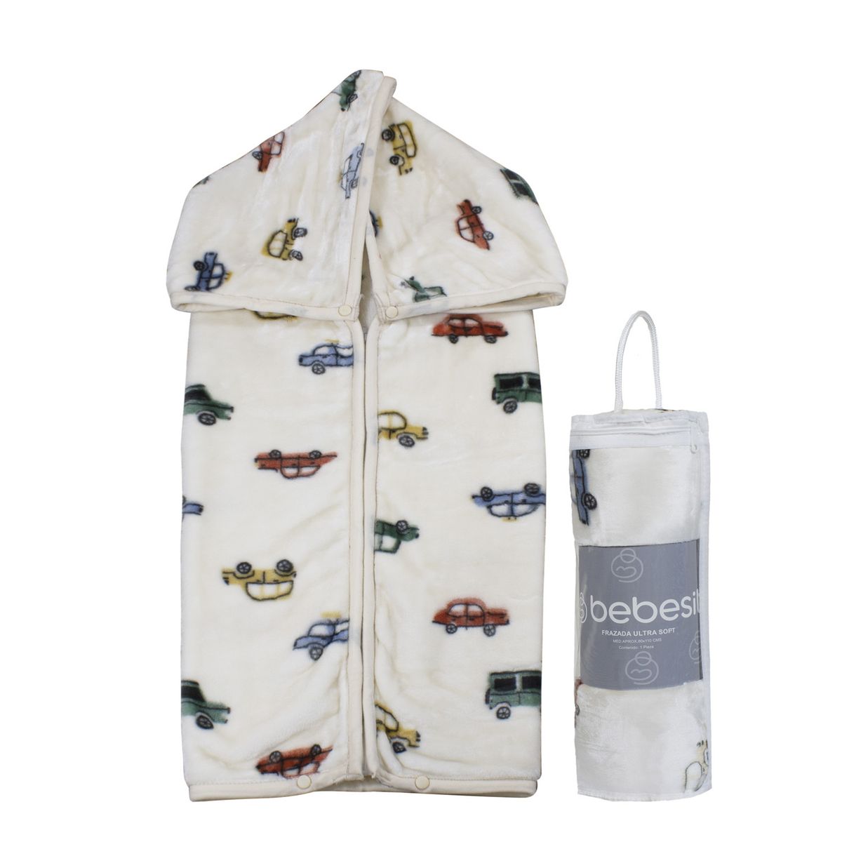 BEBESIT - Saco con Broche Ultra Soft Auto 80x110cm Beige Bebesit