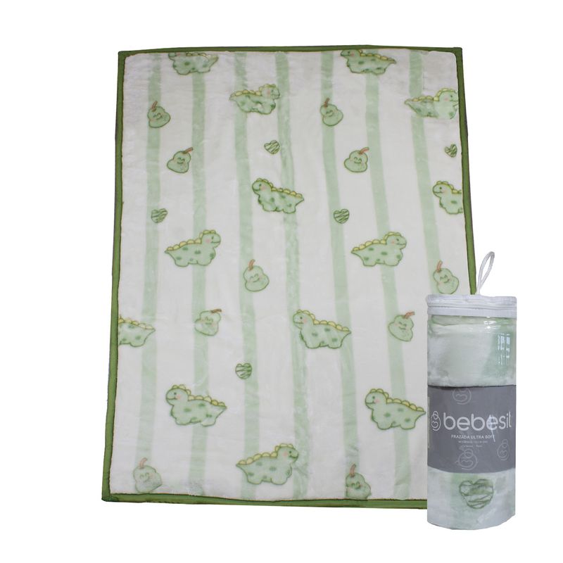 BEBESIT - Frazada Ultra Soft Dino 110x140cm Verde Bebesit