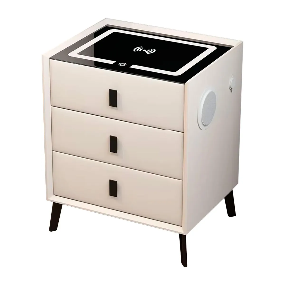 GLOBAL LATIN GROUP - Mesa de Noche Inteligente con Cajones y Tecnología Integrada - Blanco