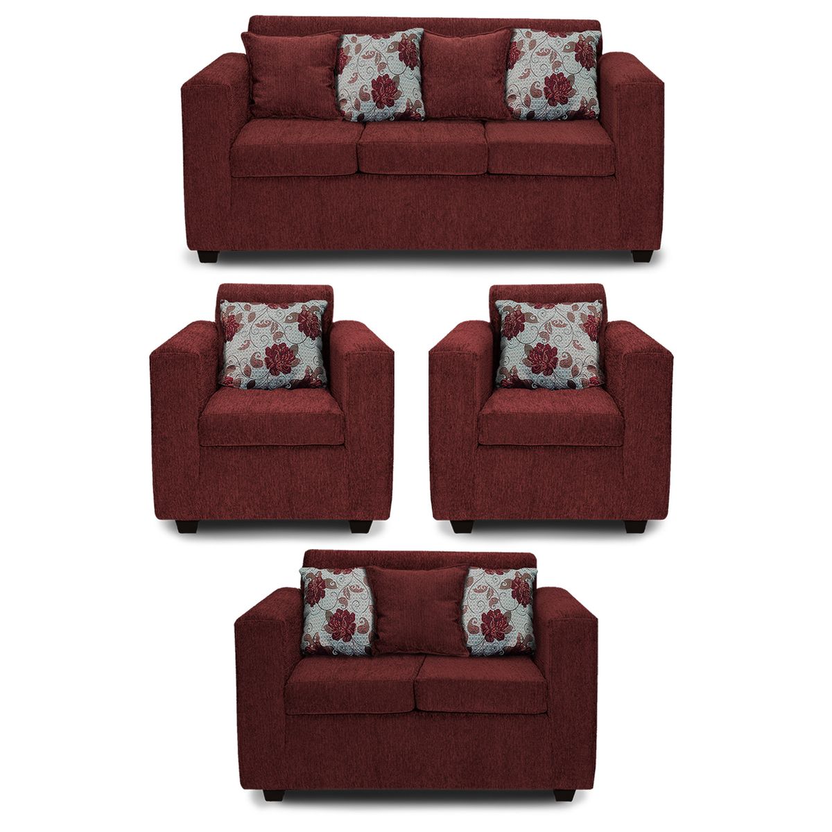 ADONIS LEUDH - Living 3+2+1+1 Ezeiza Chenille Rojo