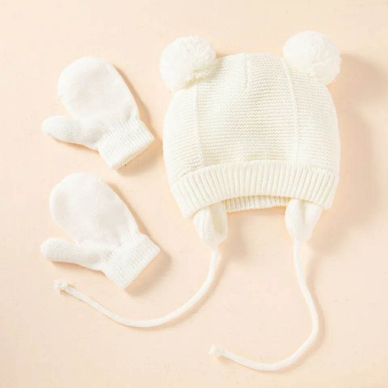 GENERICO - Set gorro y guantes para bebe 2 meses a 12 meses.