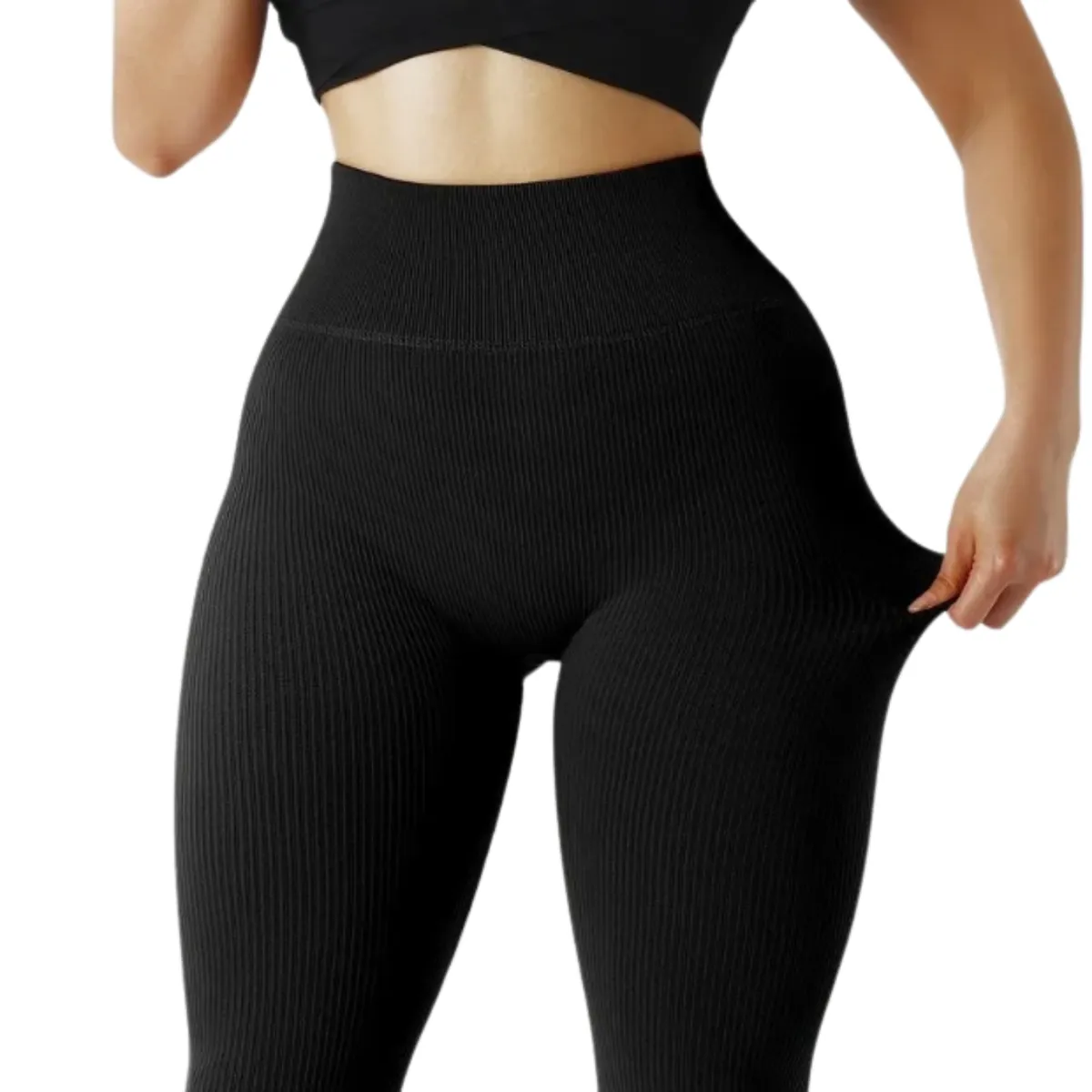 LIKE SHOP - Calza Acanalada Mujer Verano Tiro Alto Yoga Gym 8010