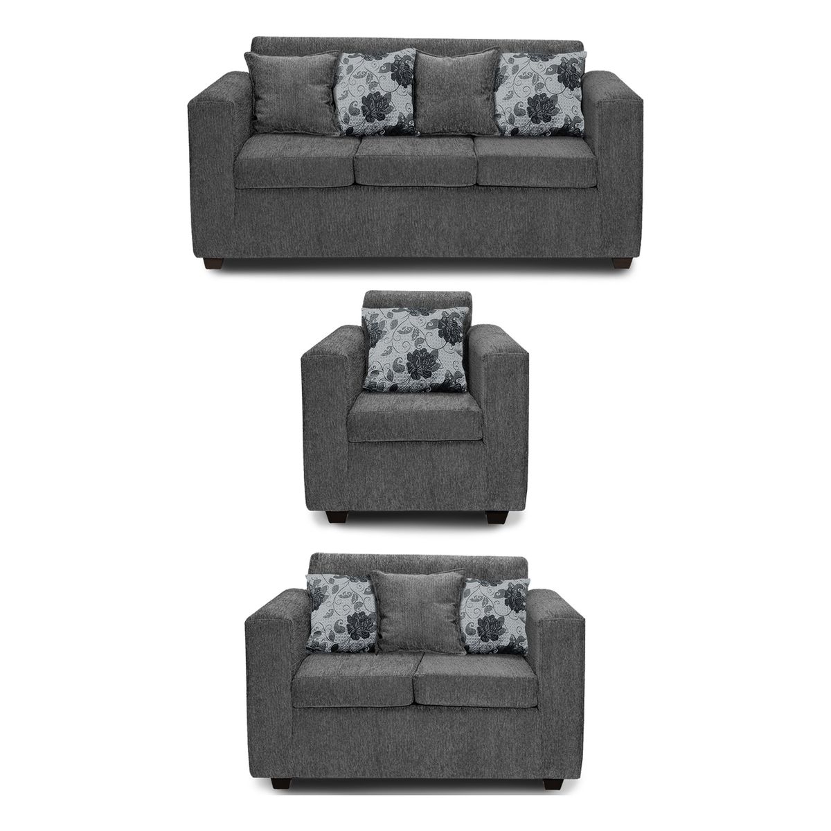 ADONIS LEUDH - Living 3+2+1 Ezeiza Chenille Gris XL