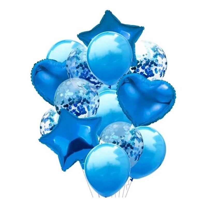 GENERICO - Set Bouquet De 14 Globos Con Corazones Y Estrellas 45cm