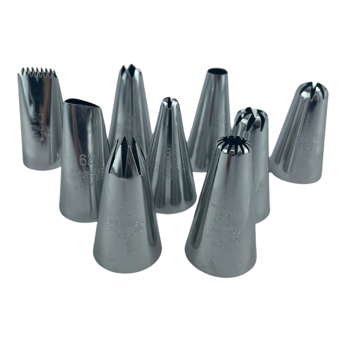 GENERICO - Set De 9 Boquillas Grandes N° 565760616263646566