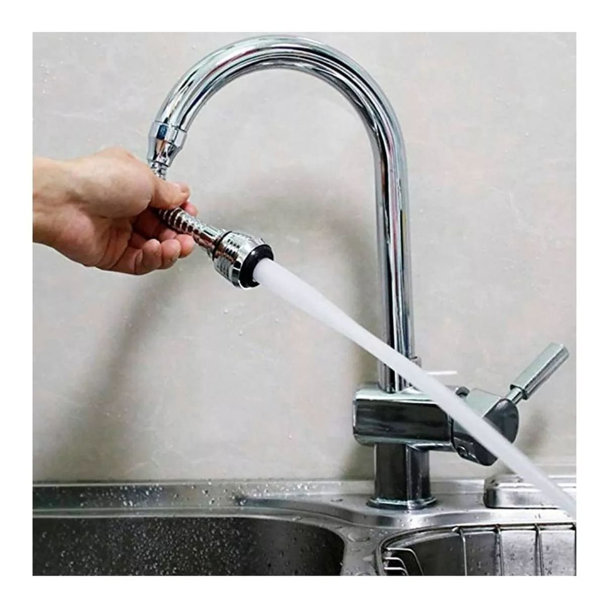 GENERICO - Extension Flexible Llave Agua 360 Cocina Baño Color Plateado