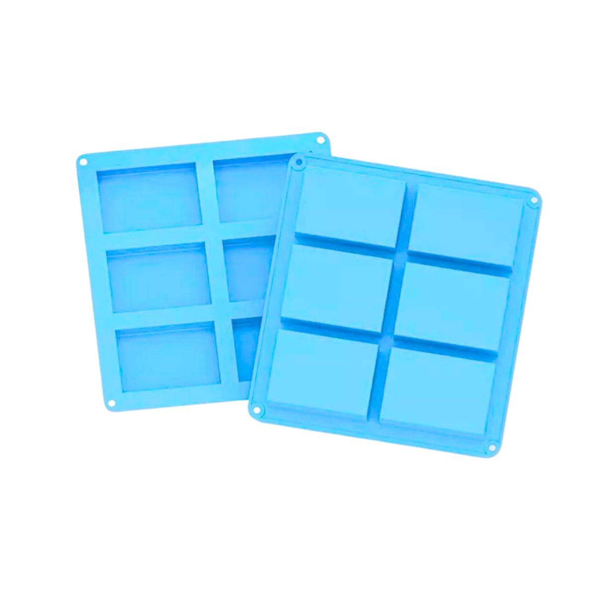 GENERICO - Molde De Silicona Reposteria Rectangular 6 Divisiones Color Azul.