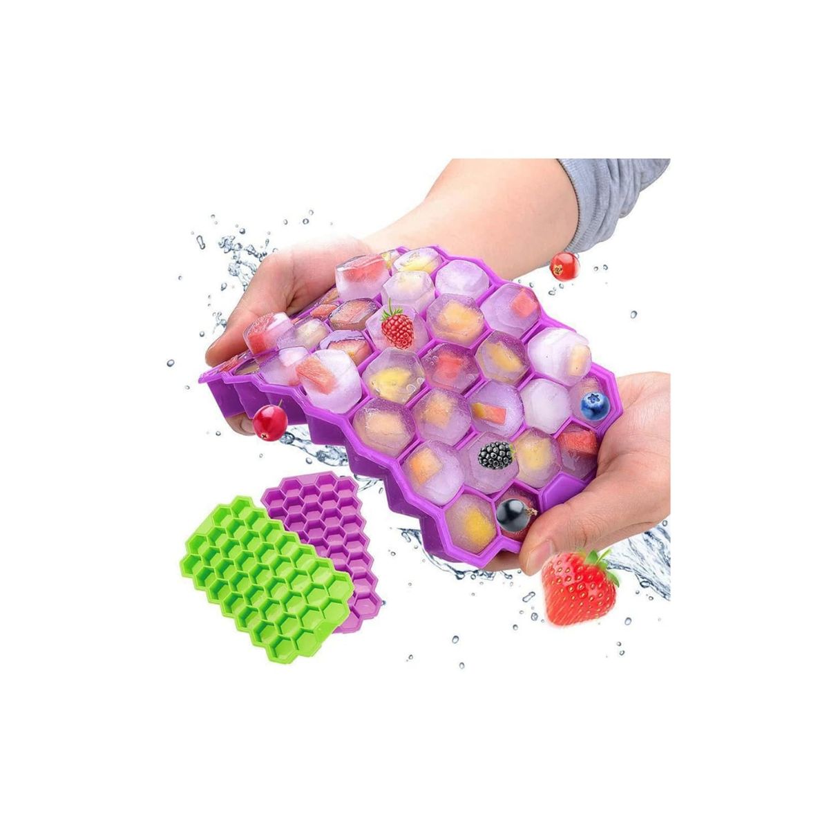GENERICO - Bandeja Silicona Hexagonos De Hielo Molde Hielera Morado