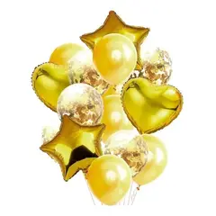 GENERICO - Set Bouquet De 14 Globos Con Corazones Y Estrellas 45cm