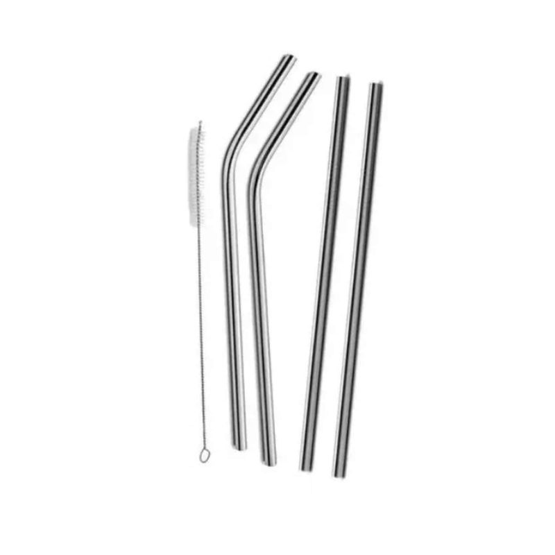 GENERICO - Set 6 Bombillas Reutilizables Con Cepillo Ecologico Cocina Tragos