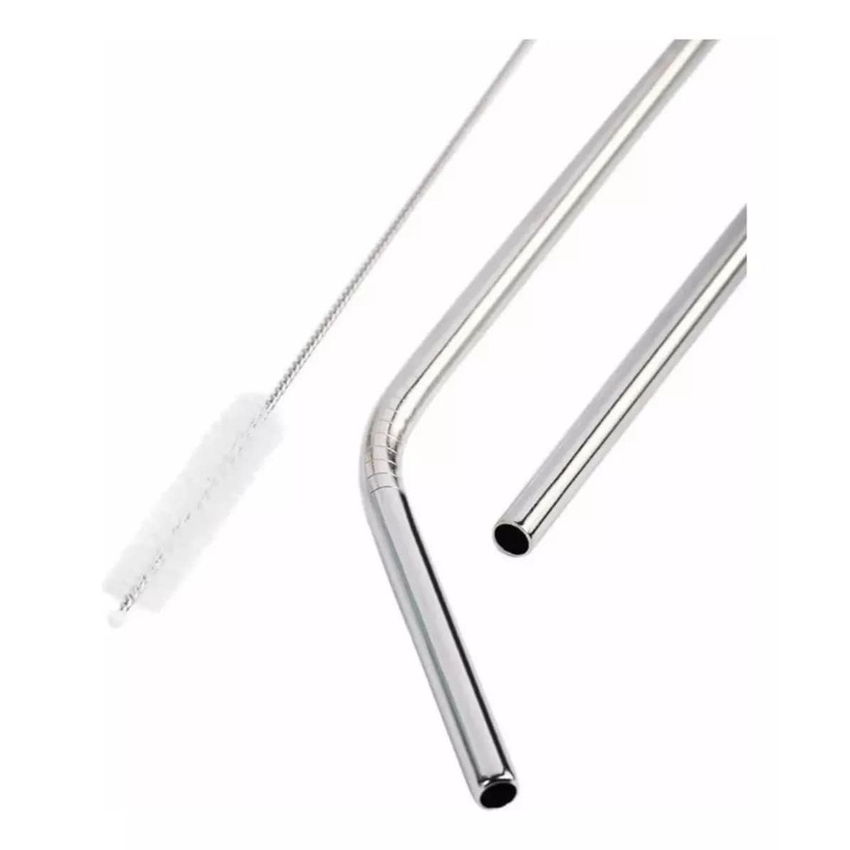 GENERICO - Set 4 Bombillas Reutilizables Con Cepillo Ecologico Cocina Tragos