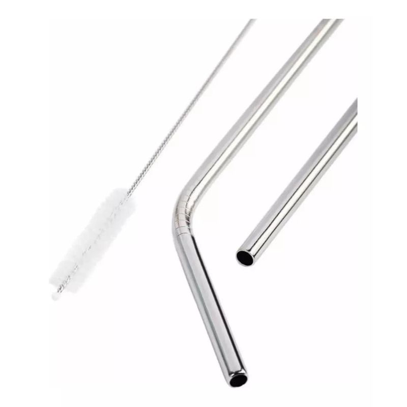GENERICO - Set 4 Bombillas Reutilizables Con Cepillo Ecologico Cocina Tragos