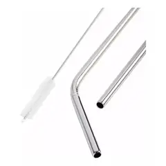GENERICO - Set 4 Bombillas Reutilizables Con Cepillo Ecologico Cocina Tragos
