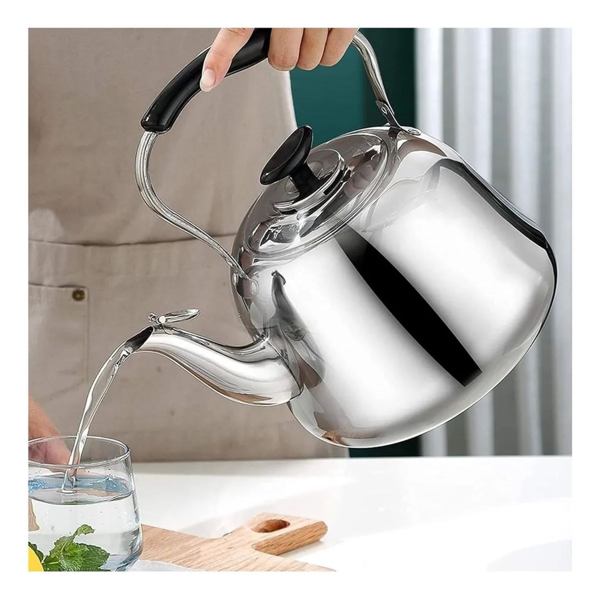 GENERICO - Tetera Cuello Cisne Acero 1 Litro Cocina Hogar