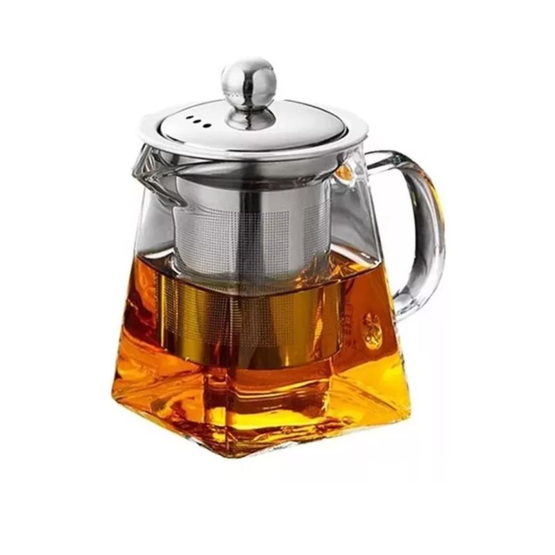 GENERICO - Tetera Infusora De Te Vidrio Cuadrado Piramide 550 ml Infusiones