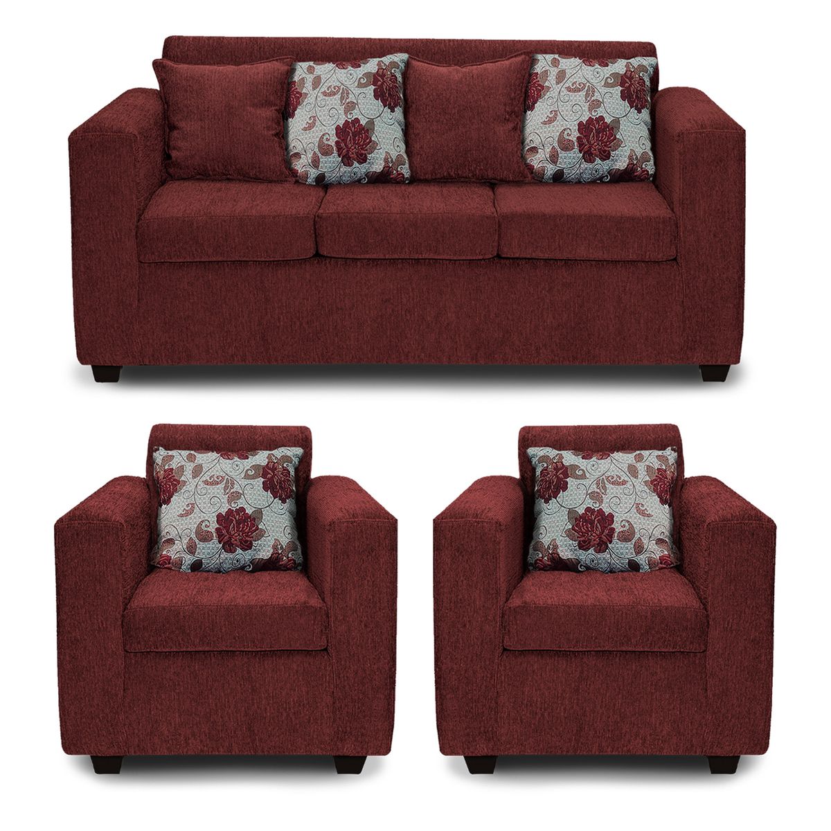 ADONIS LEUDH - Living 3+1+1 Ezeiza Chenille Rojo