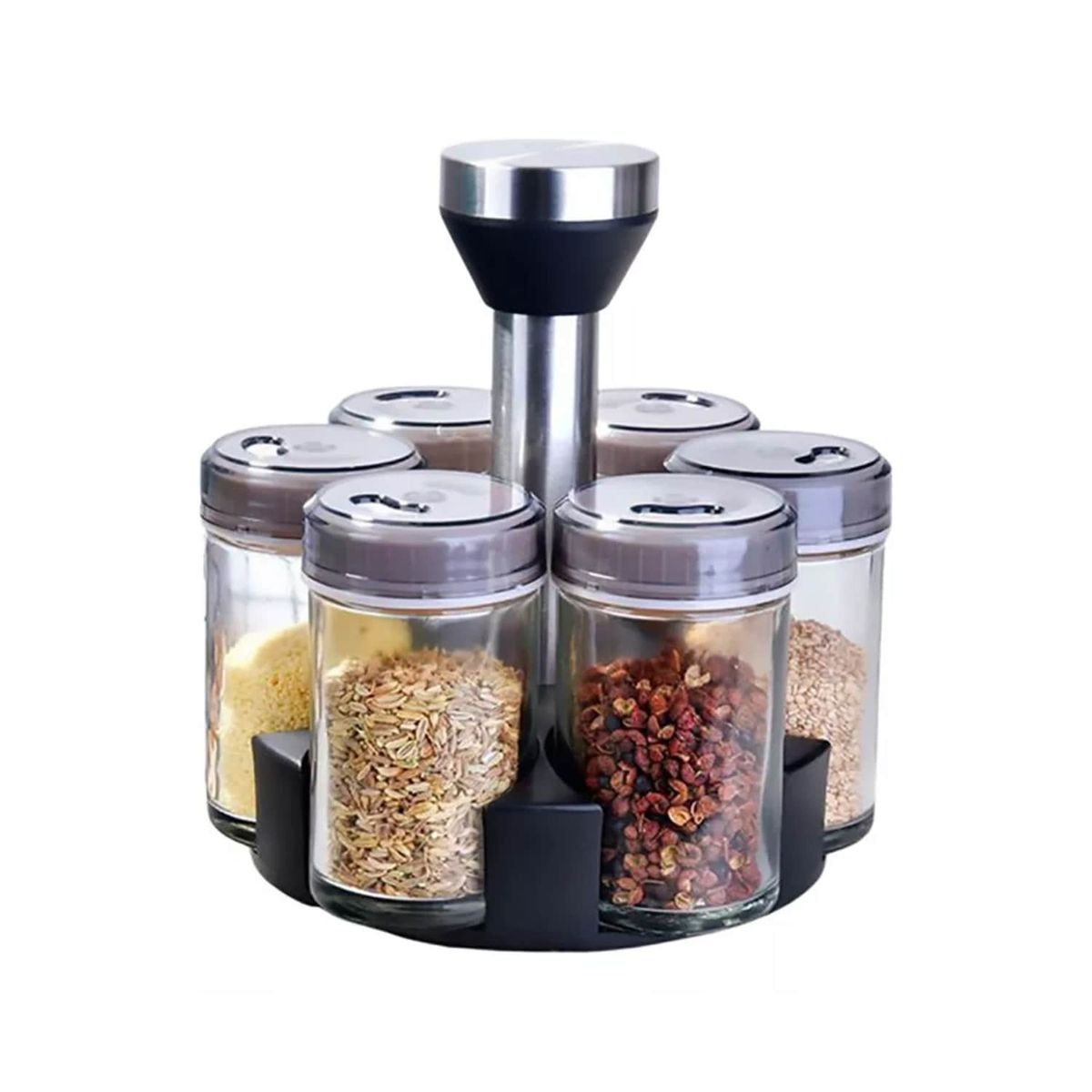 GENERICO - Rack Circular 6 Condimentero Giratorio 360° Frascos Vidrio.