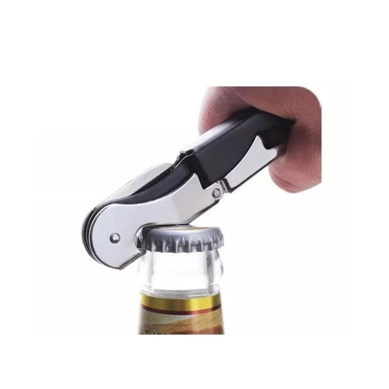 GENERICO - Sacacorcho Destapador 2 Tiempos Doble Impulso Vino Cerveza 125cm