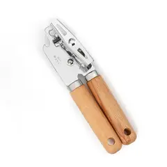 GENERICO - Abrelatas Tipo Mariposa Metalico Mango Madera Con Destapador