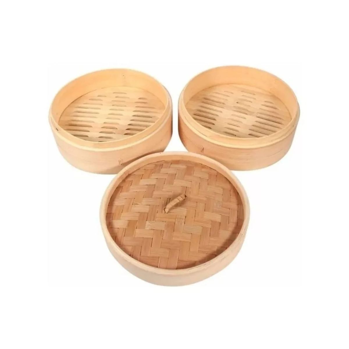 GENERICO - Olla Vaporera Bambu 2 Niveles 24cm Cocina a Vapor Preparaciones