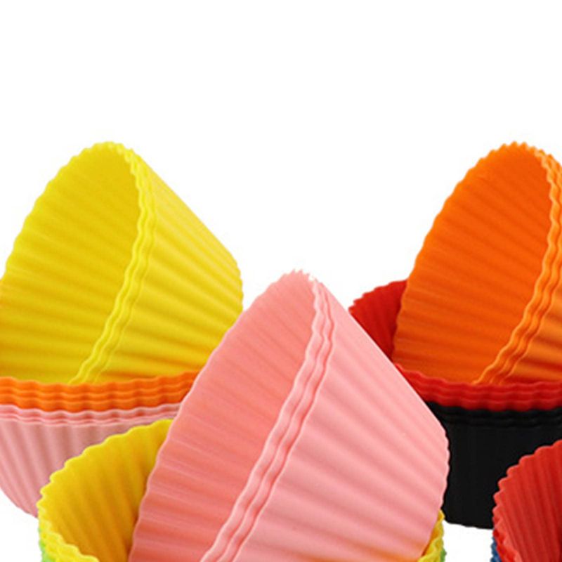 GENERICO - Set 12 Moldes Silicona Para Cupcakes Muffins 7cm Reposteria.