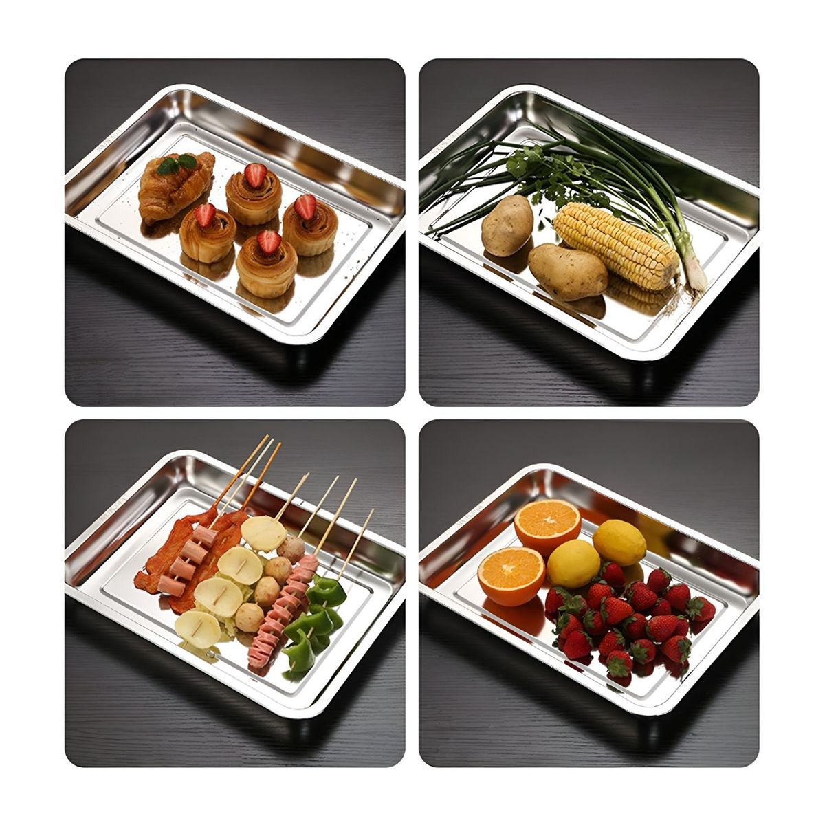 GENERICO - Bandeja Multiuso Rectangular de Acero para Horno 40x30 cm