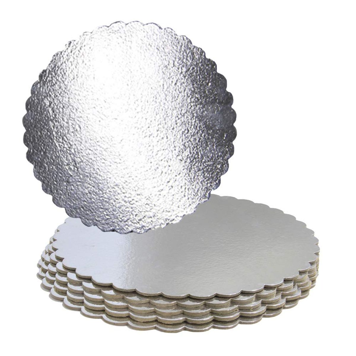 GENERICO - Base Tortas Redondo 24 Cm 6 Unidades Plateado